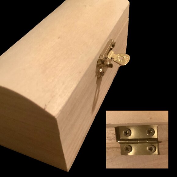 Unused Miniature Unfinished Bombé Wood Chest with Brass Hardware - Picture 7 of 11